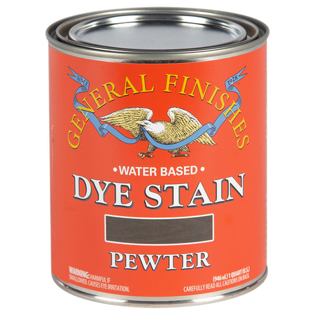 GENERAL FINISHES 1 Qt Pewter Dye Stain Water-Based Wood Stain DQP